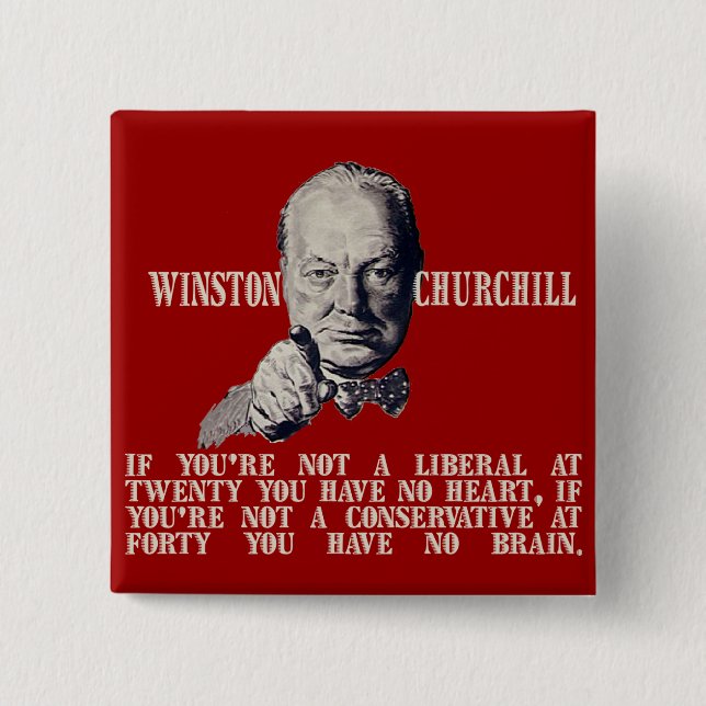 Churchill on Conservatives and Liberals 15 Cm Square Badge (Front)