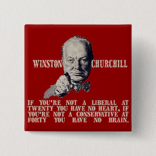 Churchill on Conservatives and Liberals 15 Cm Square Badge