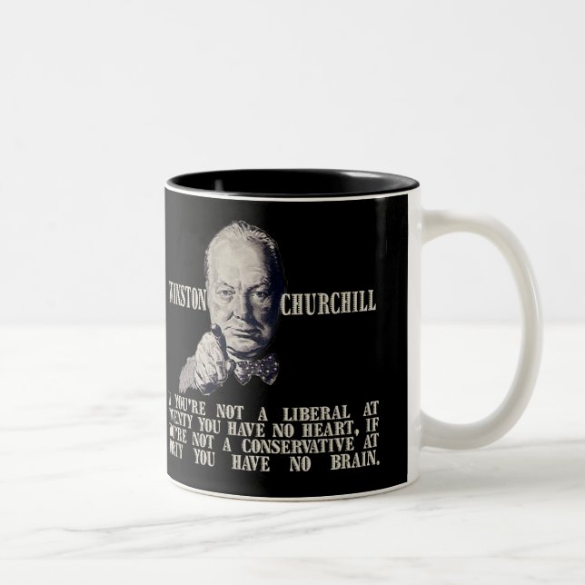 Churchill on Conservatives and Liberals Two-Tone Coffee Mug (Right)