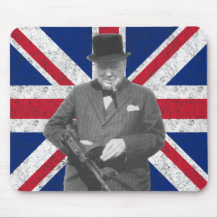 Churchill Posing With A Tommy Gun Mouse Mat
