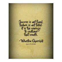 Churchill Success Quote Office Vintage Poster