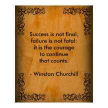 Churchill Success Quote Scroll Stucco Poster