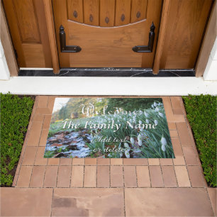 Churchyard Snowdrops in Light Snow - Doormat