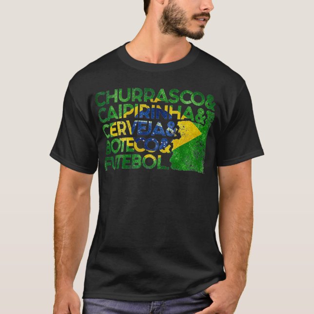 Churrasco Caipirinha Cerveja Boteco  Futebol T-Shirt (Front)