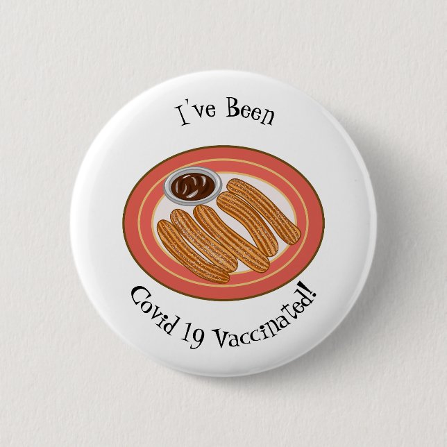Churro cartoon illustration 6 cm round badge (Front)