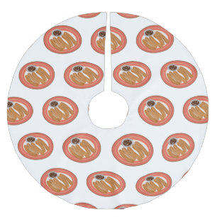 Churro cartoon illustration brushed polyester tree skirt