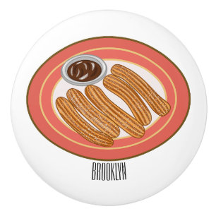 Churro cartoon illustration  ceramic knob