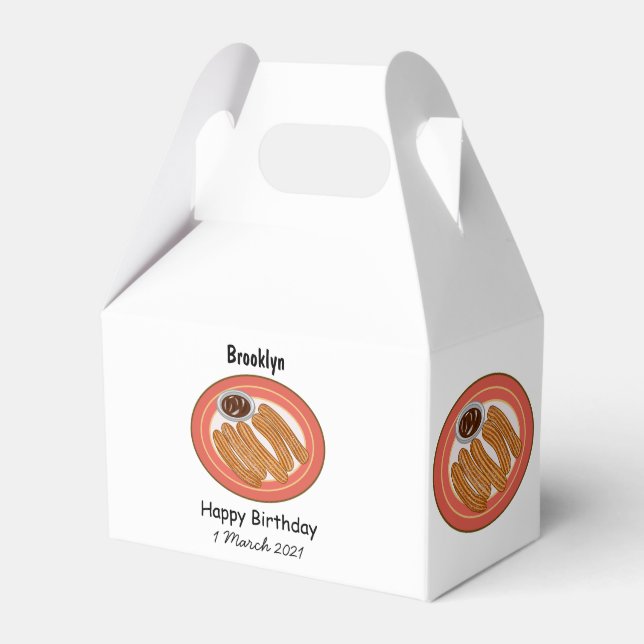 Churro cartoon illustration favour box (Front Side)