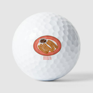 Churro cartoon illustration  golf balls