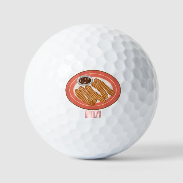 Churro cartoon illustration  golf balls (Front)