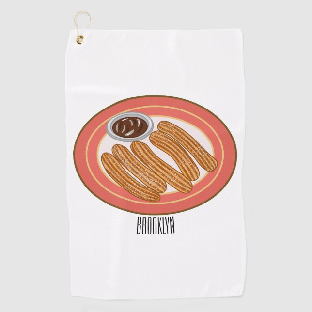 Churro cartoon illustration  golf towel (Front)