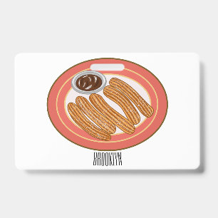 Churro cartoon illustration ID badge