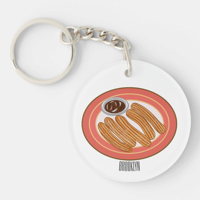 Churro cartoon illustration  key ring (Front)