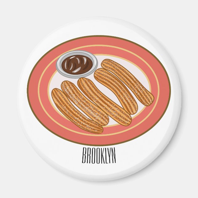 Churro cartoon illustration  magnet (Front)