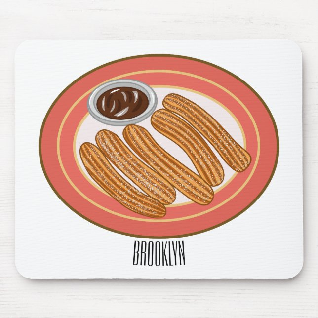 Churro cartoon illustration  mouse mat (Front)