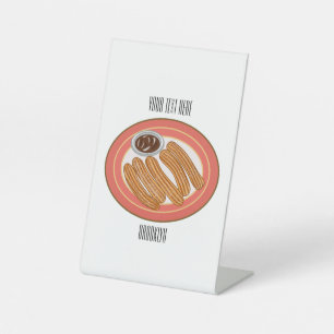 Churro cartoon illustration pedestal sign