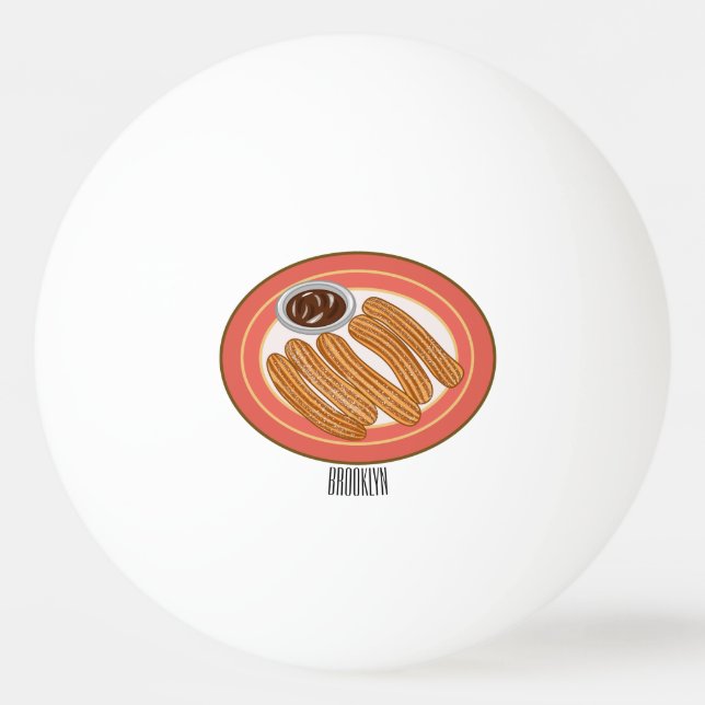 Churro cartoon illustration  ping pong ball (Front)