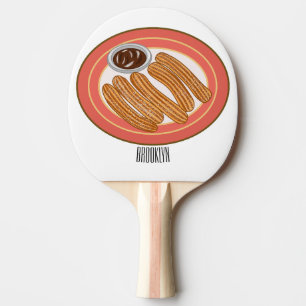 Churro cartoon illustration  ping pong paddle