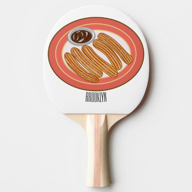 Churro cartoon illustration  ping pong paddle (Front)