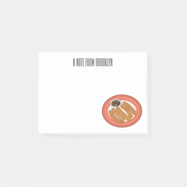 Churro cartoon illustration post-it notes (Front)