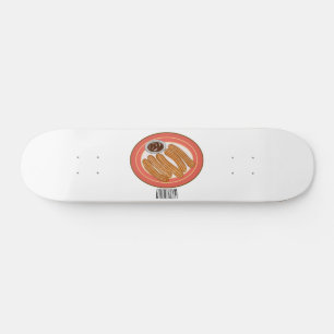 Churro cartoon illustration  skateboard