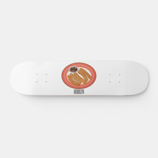 Churro cartoon illustration  skateboard (Horz)