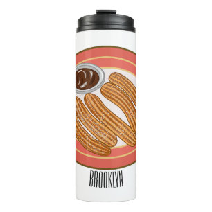 Churro cartoon illustration thermal tumbler