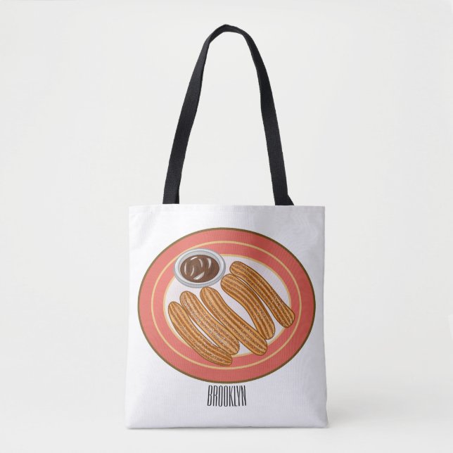 Churro cartoon illustration tote bag (Front)
