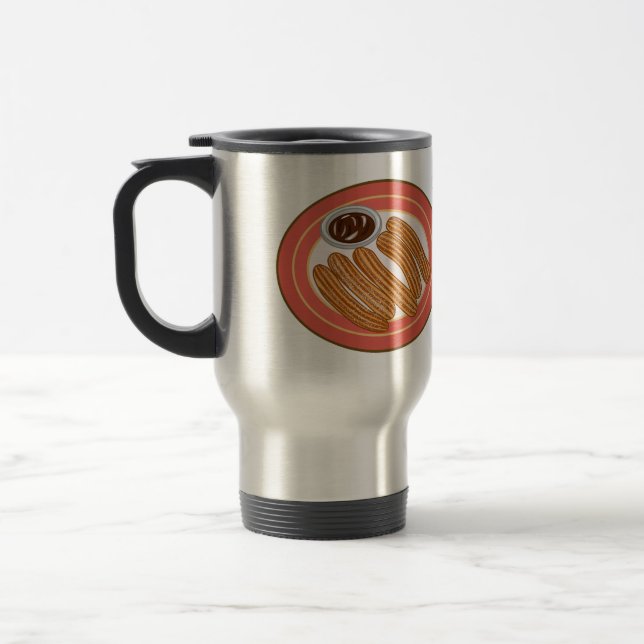 Churro cartoon illustration   travel mug (Left)