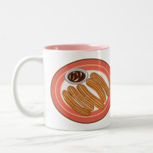 Churro cartoon illustration Two-Tone coffee mug