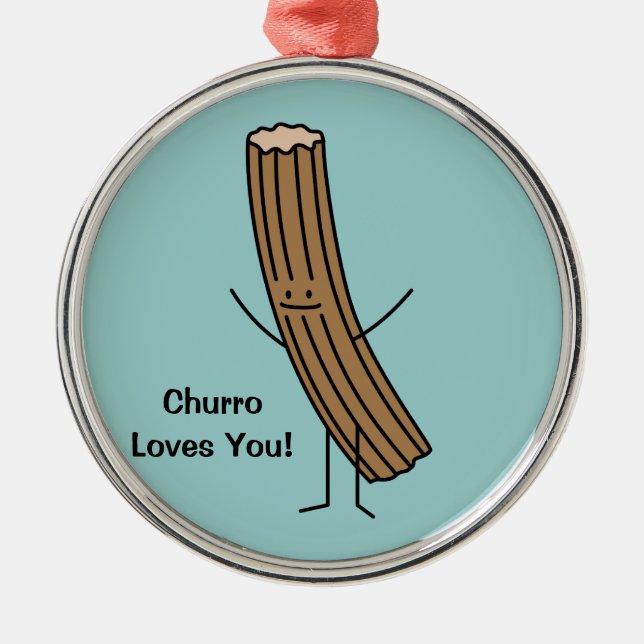Churro Loves You! Metal Tree Decoration (Front)