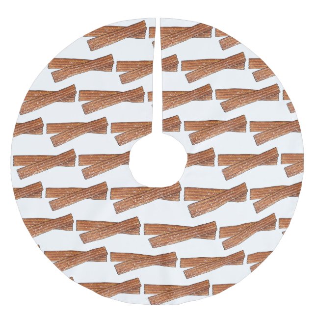 CHURROS Spanish Portuguese Fried Churro Pastry Brushed Polyester Tree Skirt (Front)