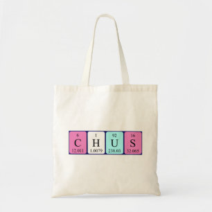 Chus periodic table name tote bag