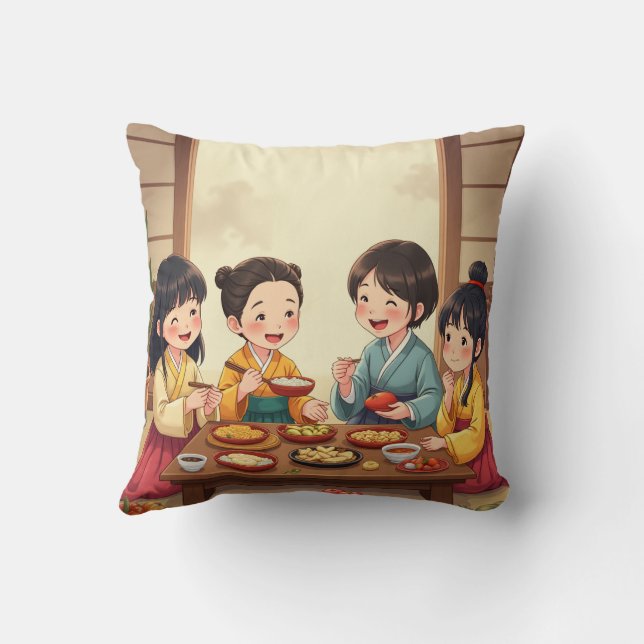 Chuseok food and table setting cushion (Back)