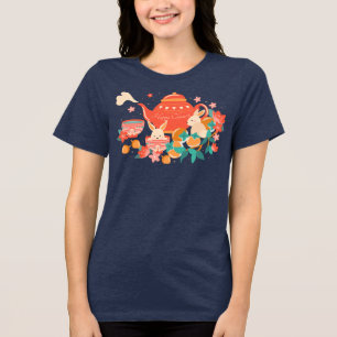 Chuseok Mid-Autumn Festival Teapot and Bunnies Tri-Blend Shirt