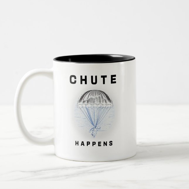 Chute Happens - A Parachute Design Two-Tone Coffee Mug (Left)