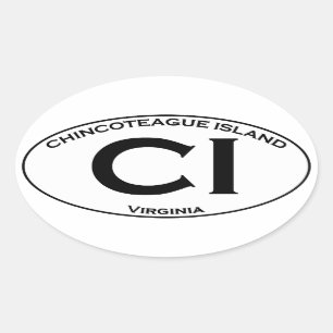 CI - Chincoteague Island Oval Logo Oval Sticker