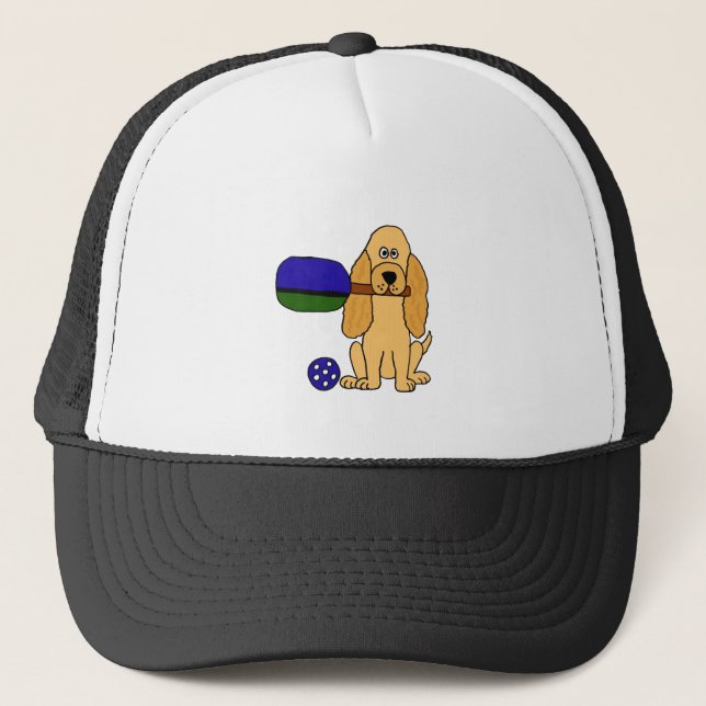 CI- Pickleball Cocker Spaniel Cartoon Trucker Hat (Front)