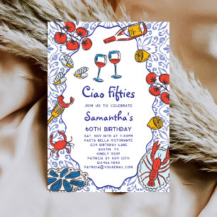Ciao 50s Italian Seafood Wine Dinner 60th Birthday Invitation
