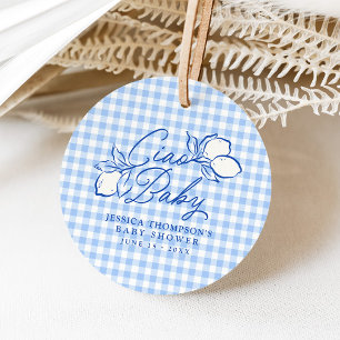 Ciao Baby Amalfi Lemon Blue Gingham Baby Shower Favour Tags
