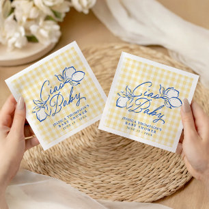 Ciao Baby Amalfi Lemon Blue & Yellow Baby Shower Napkin