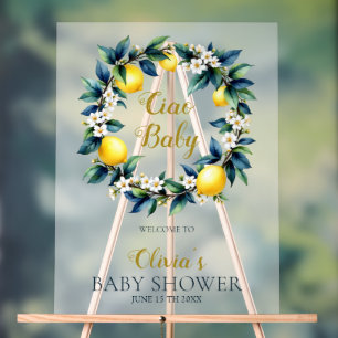 Ciao Baby Amalfi Lemon Wreath Acrylic Welcome Sign