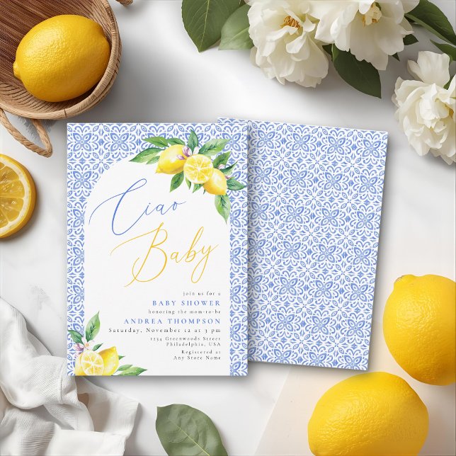 Ciao Baby Bambino Lemon Italian Baby Shower Invitation (Creator Uploaded)
