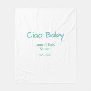 ciao baby blue green pastel baby shower name date fleece blanket