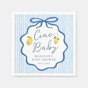Ciao Baby Blue Italian Lemon Baby Shower Napkin