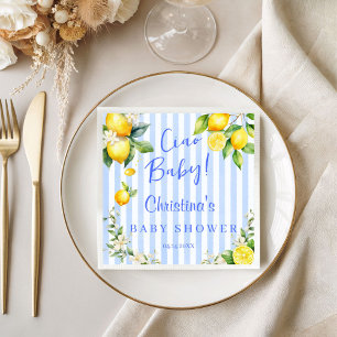 Ciao Baby Blue Lemons Baby Shower Napkin