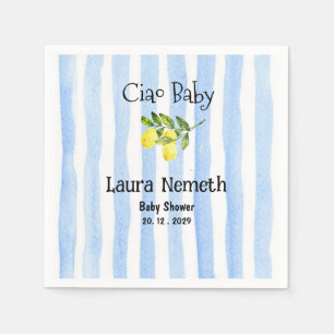 Ciao Baby Blue Stripes Lemon Baby Shower  Napkin