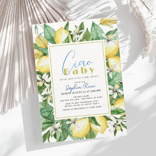 Ciao Baby Citrus Lemon Watercolor Baby Shower Invitation