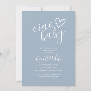 Ciao Baby Dusty Blue All In One Baby Shower Invitation