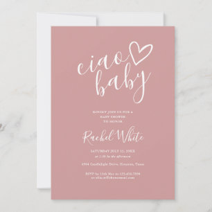 Ciao Baby Dusty Rose Pink All In One Baby Shower Invitation